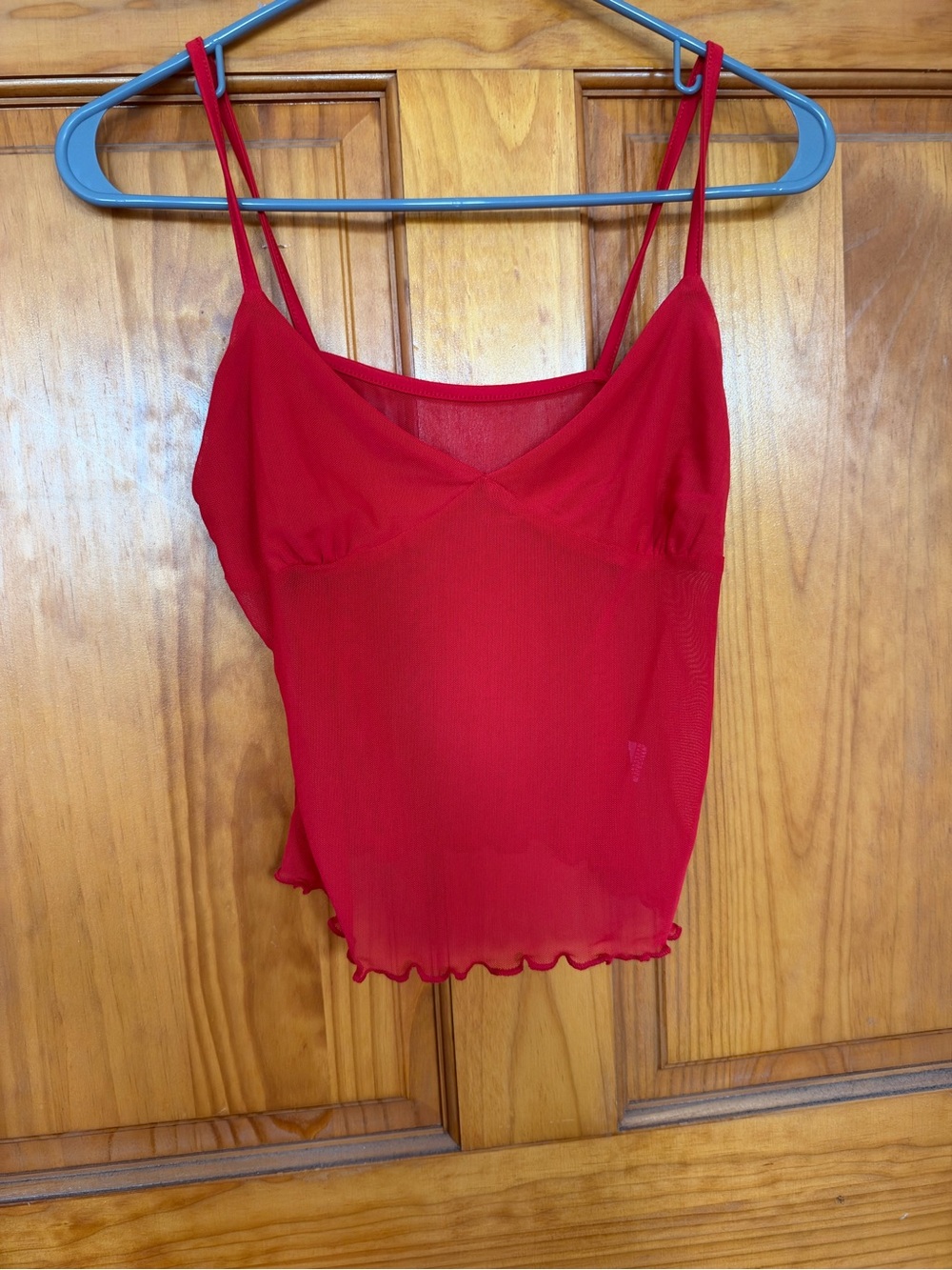 Amazon Red Sheer Spaghetti-Strap Crop Cami